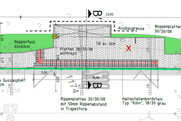 Plan von der Situation Haltestelle Europaplatz