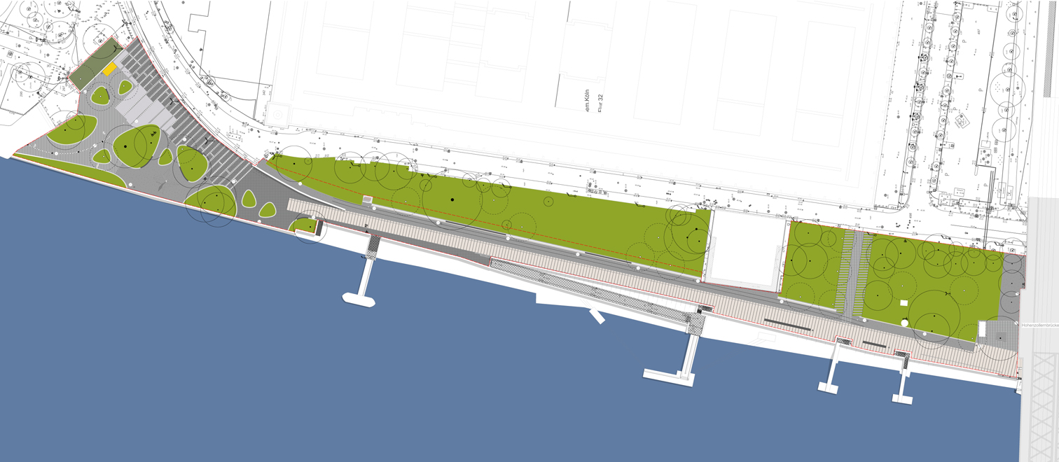 Lageplan zur Umgestaltung des Rheinboulevards