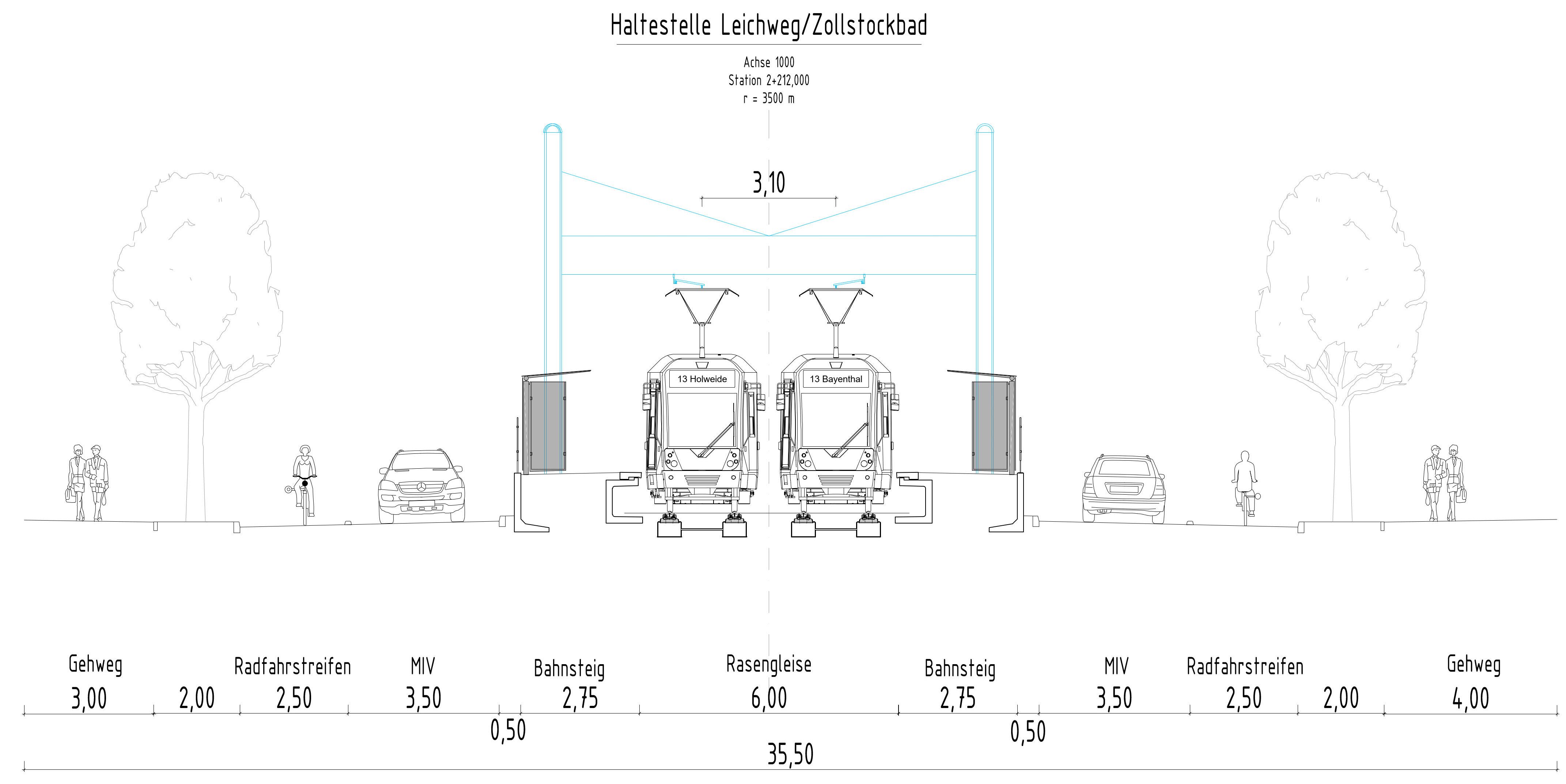 Plan der neuen Haltestelle Leichweg