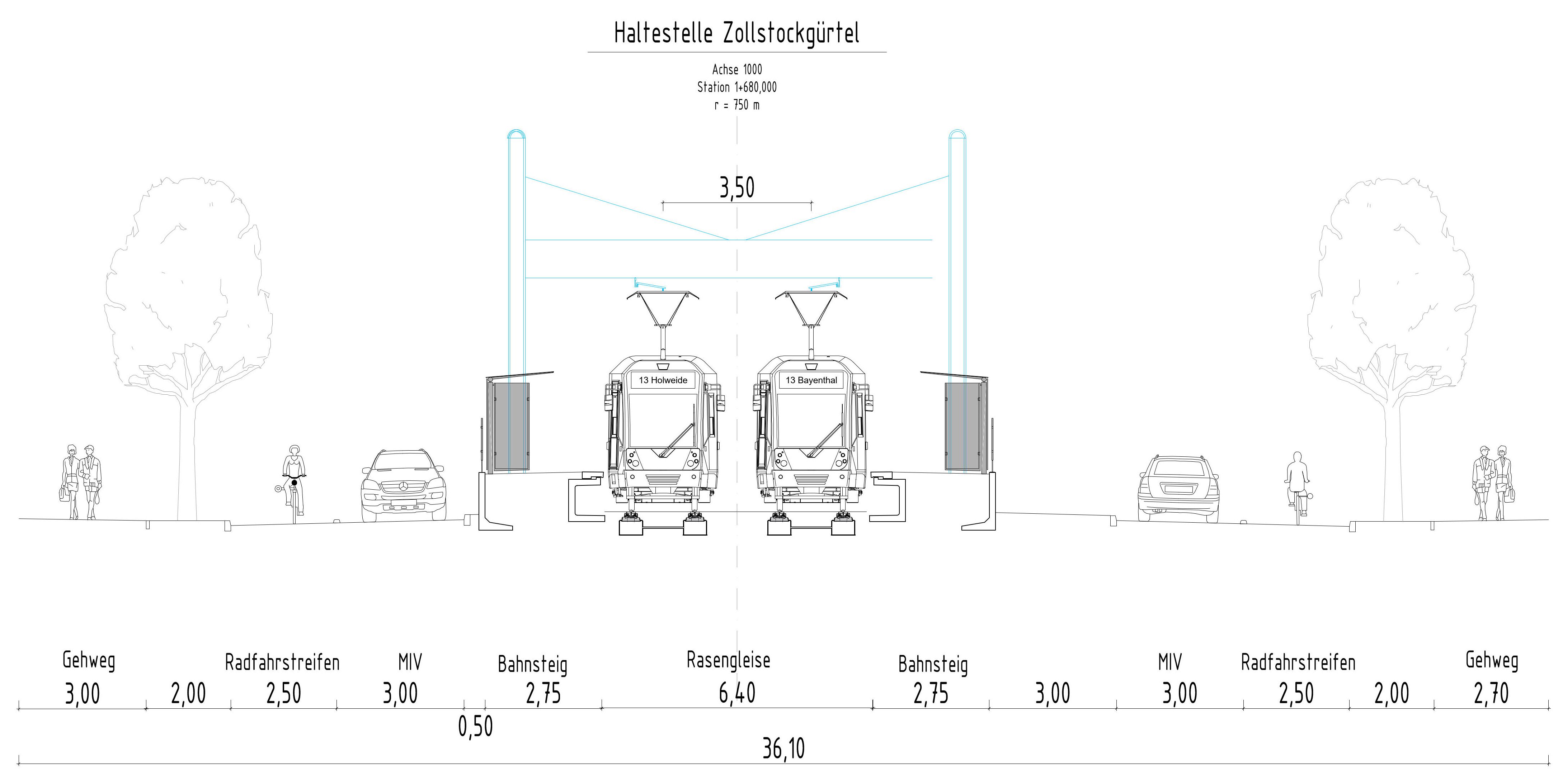 Grafische Darstellung der neuen Haltestellen, die im Text beschrieben sind