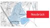 Kartenausschnitt von Neubrück mit Titel in Rot "Neubrück"